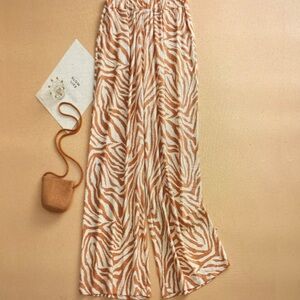 Zebra Print Wide-Leg Pants